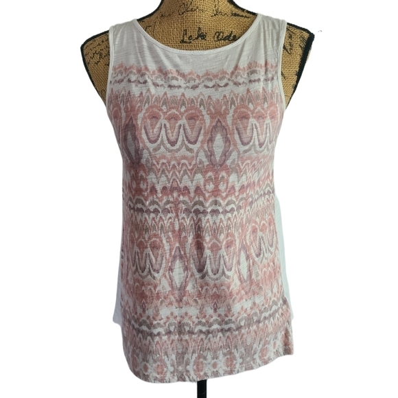 Chaps Sleeveless Aztec Design Red & White Blouse - Picture 1 of 4